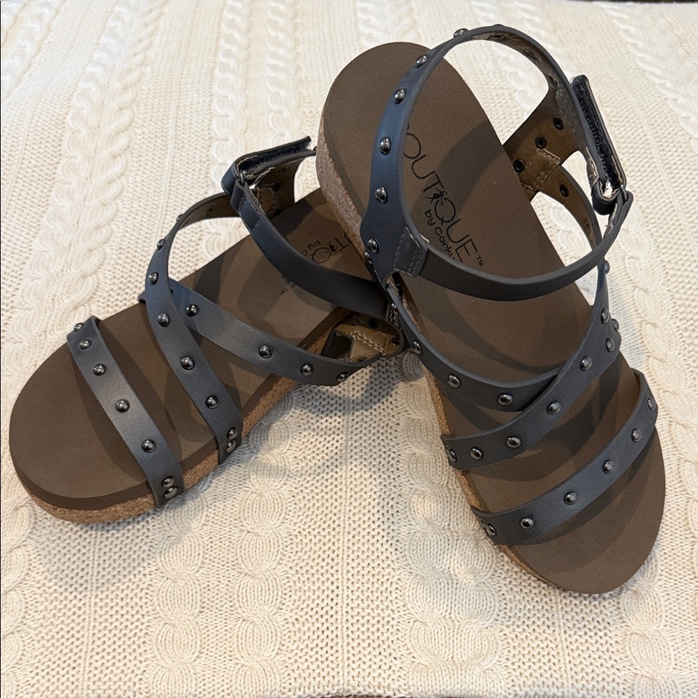 Women's Corkys Under the Sun Gray studded sandals - NWOT- size 8